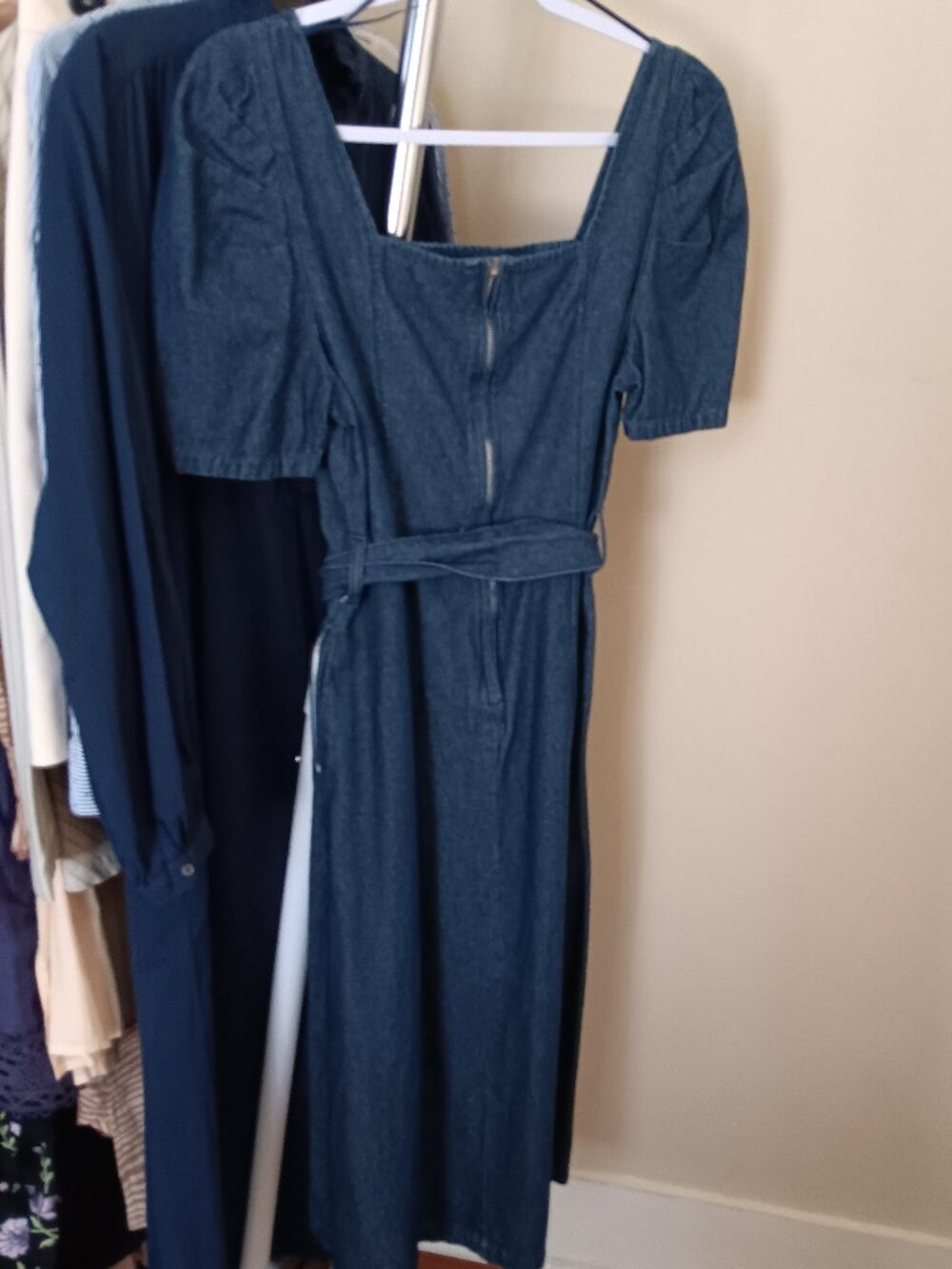 Blue Medium Wash 100% Cotton Denim Dress Short Sleeve Size Small - Picture 7 of 12